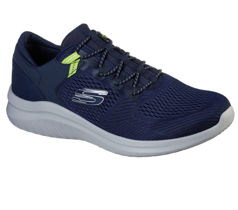 Skechers Herr Marinblå/Ljus Gröna Slip On - Ultra Flex 2.0 - Kerlem - Sverige (DCGWT-4627)